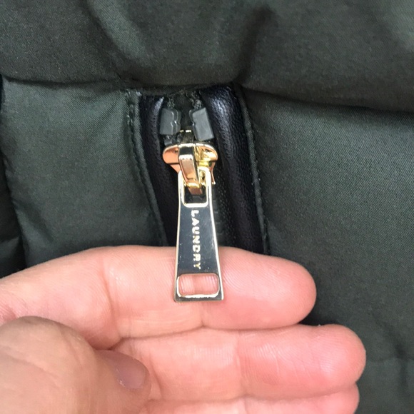 Laundry By Shelli Segal Fur Trim Puffer Moss Green - Picture 13 of 16